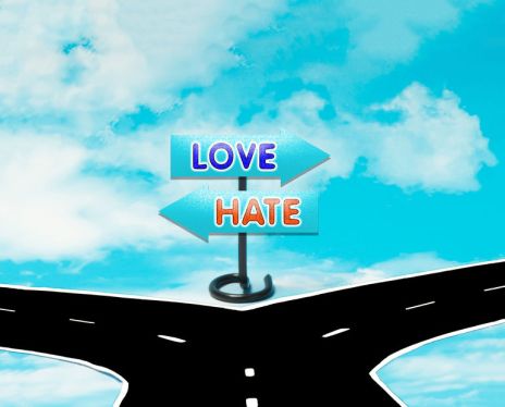 The choice between love or hate as a symbol